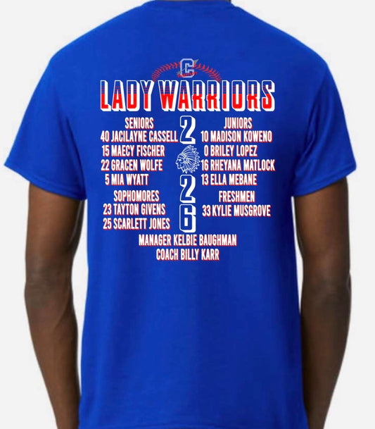 Chatty Lady Warriors Slow Pitch State Tournament Shirts